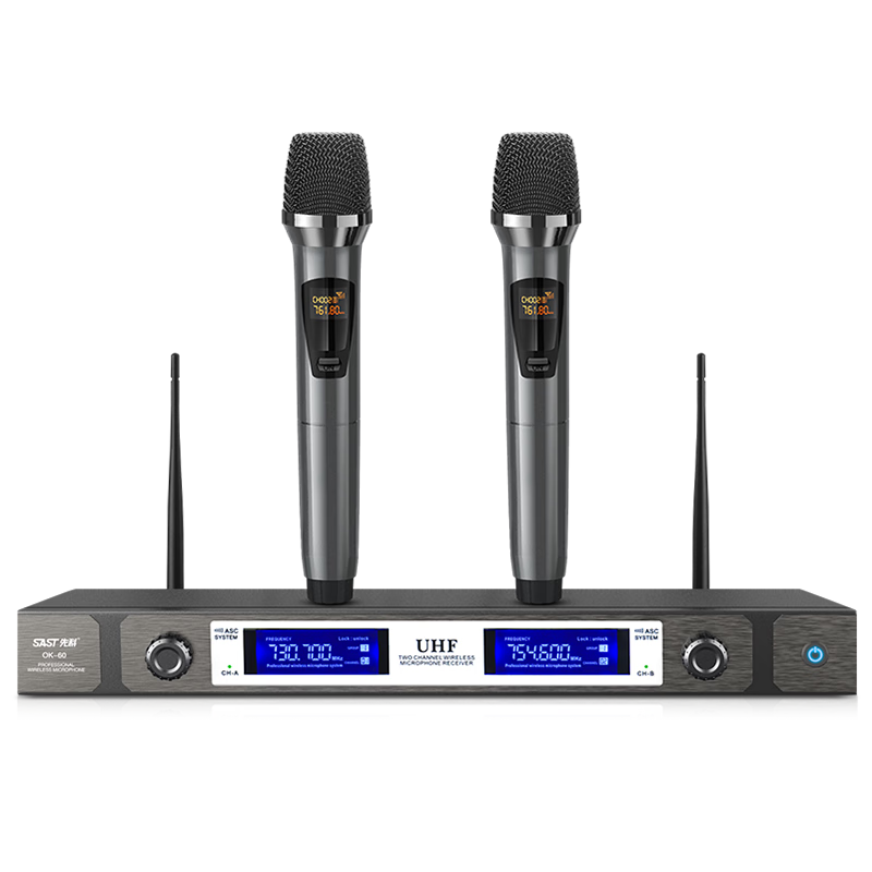 SAST Wireless Microphone System, Dual-Channel UHF Wireless Microphones for Professional Teaching, Performance, Home Karaoke, Meetings, Stage Hosting, And KTV Use