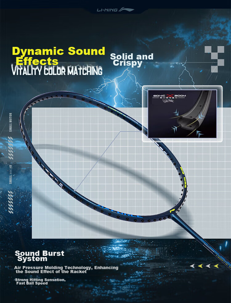 Li-Ning Badminton Racket, Leiting 10, Dark Purple Blue, 5U Unstrung Racket, AYPU109-5 4