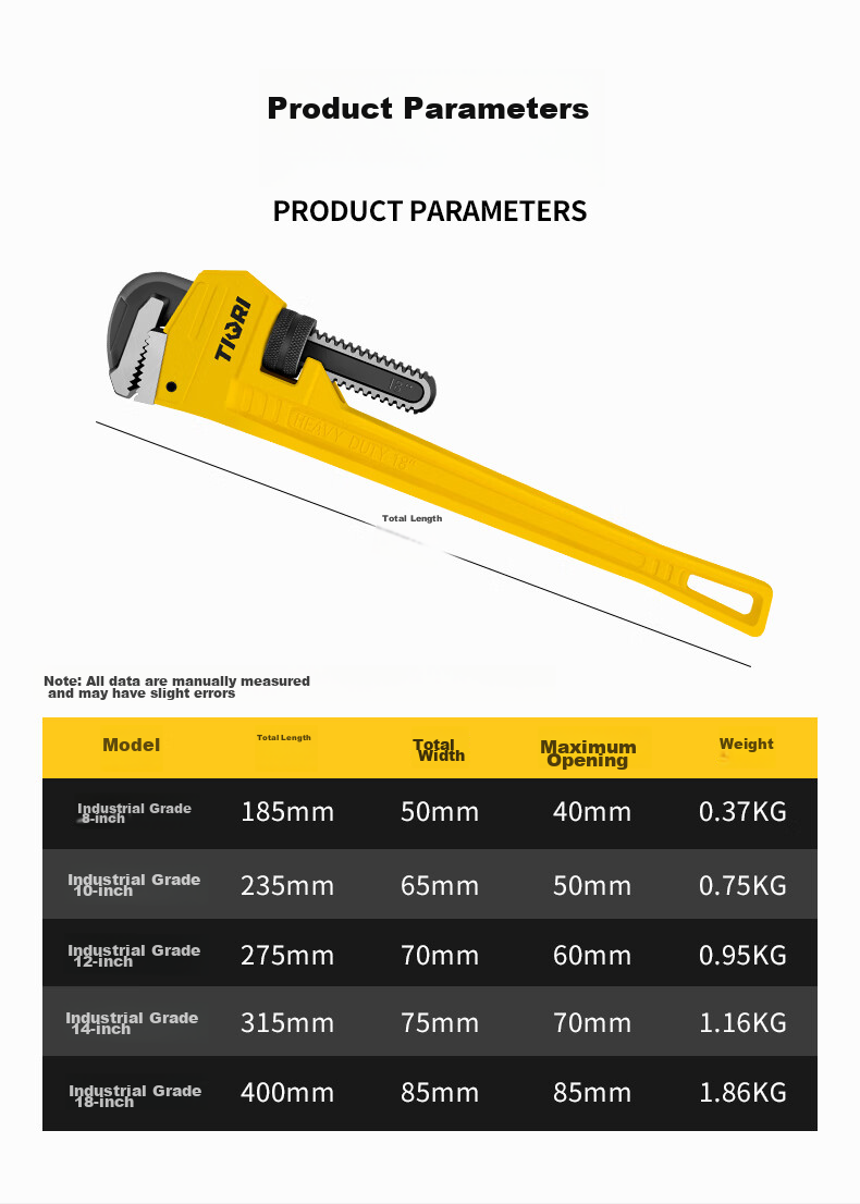 Tianqirui Pipe Wrench, Multi-Purpose Pliers, Industrial-Grade Universal Hose Wrench, Water Pipe Wrench, Heavy-Duty 8-Inch Household Pliers 12