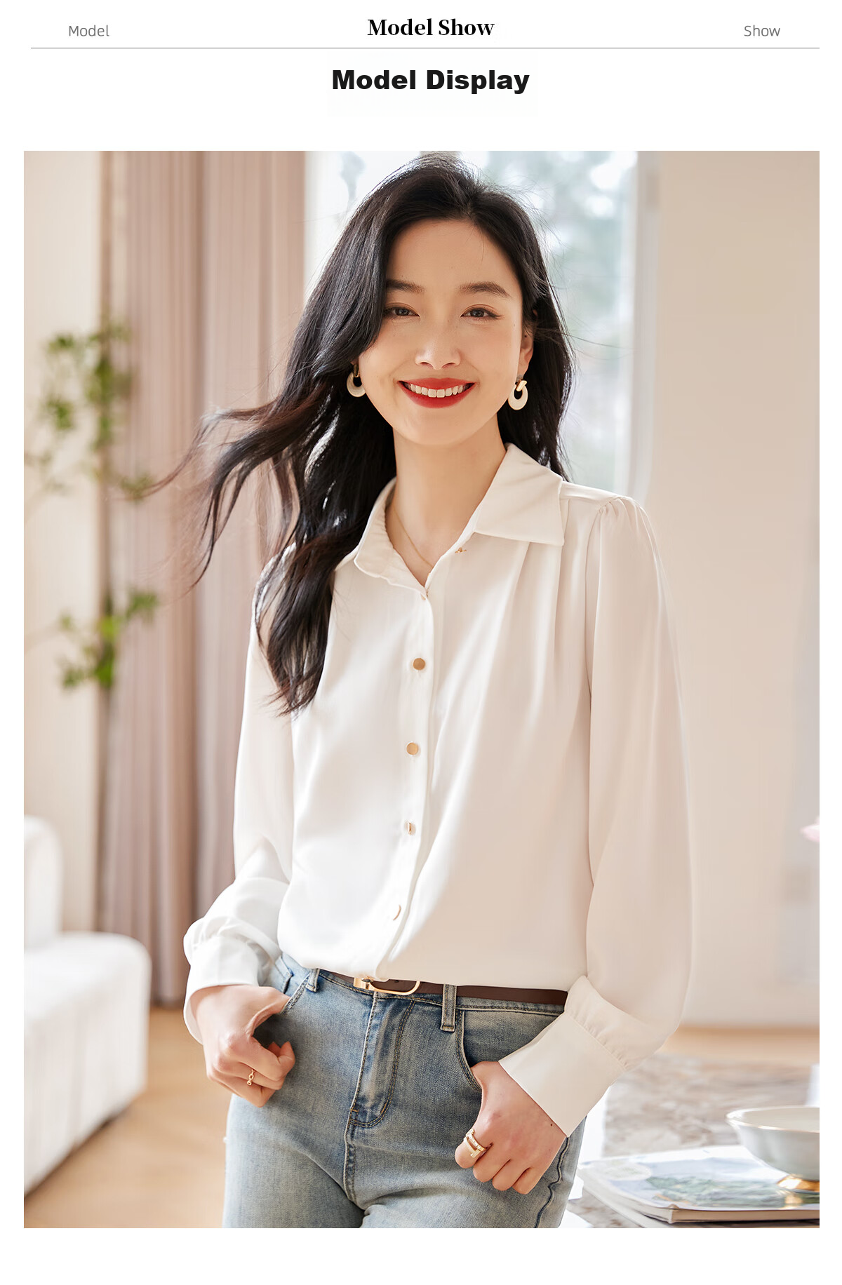 Chushen Spring And Autumn Simple Long-Sleeve Shirt for Women, Single-Breasted Elegant Professional Commuter Top White Blouse S132C2204 Size XL 14