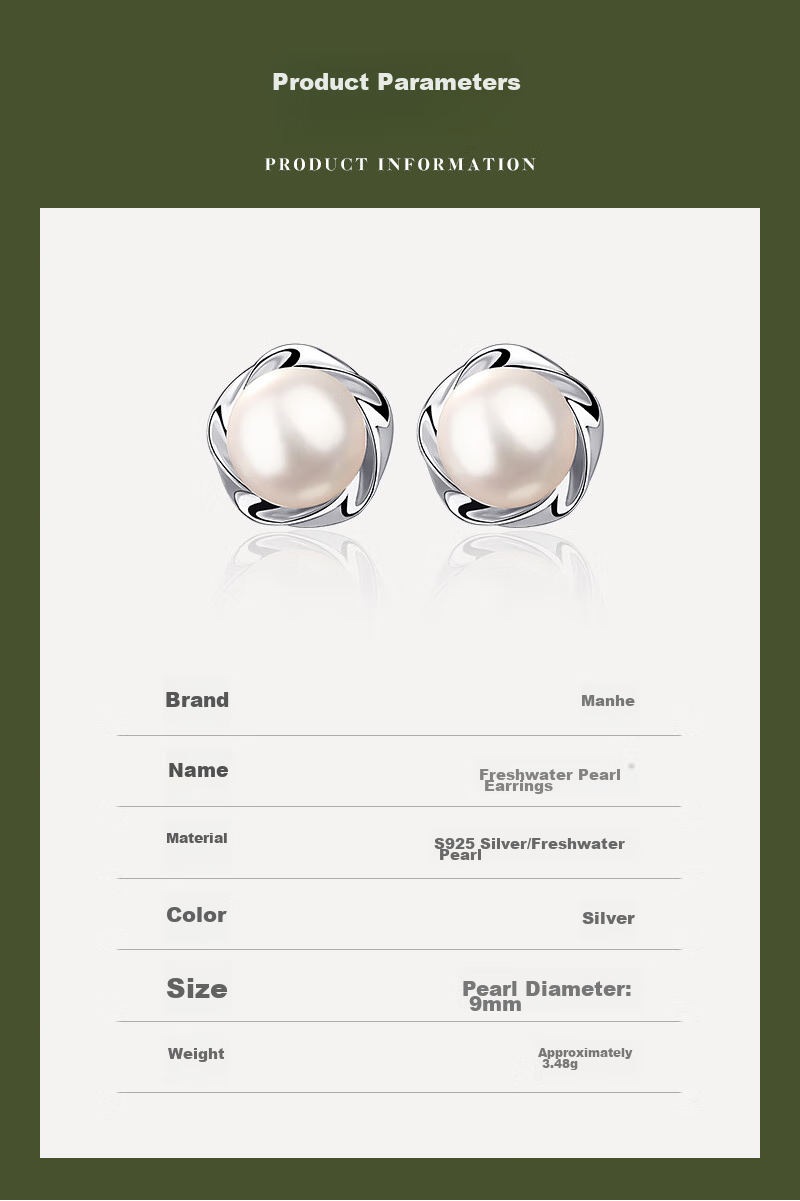 MANHE S925 Silver Stud Earrings for Women, Freshwater Pearl Earrings, Birthday Valentine's Day Gift for Girlfriend Or Mother 9