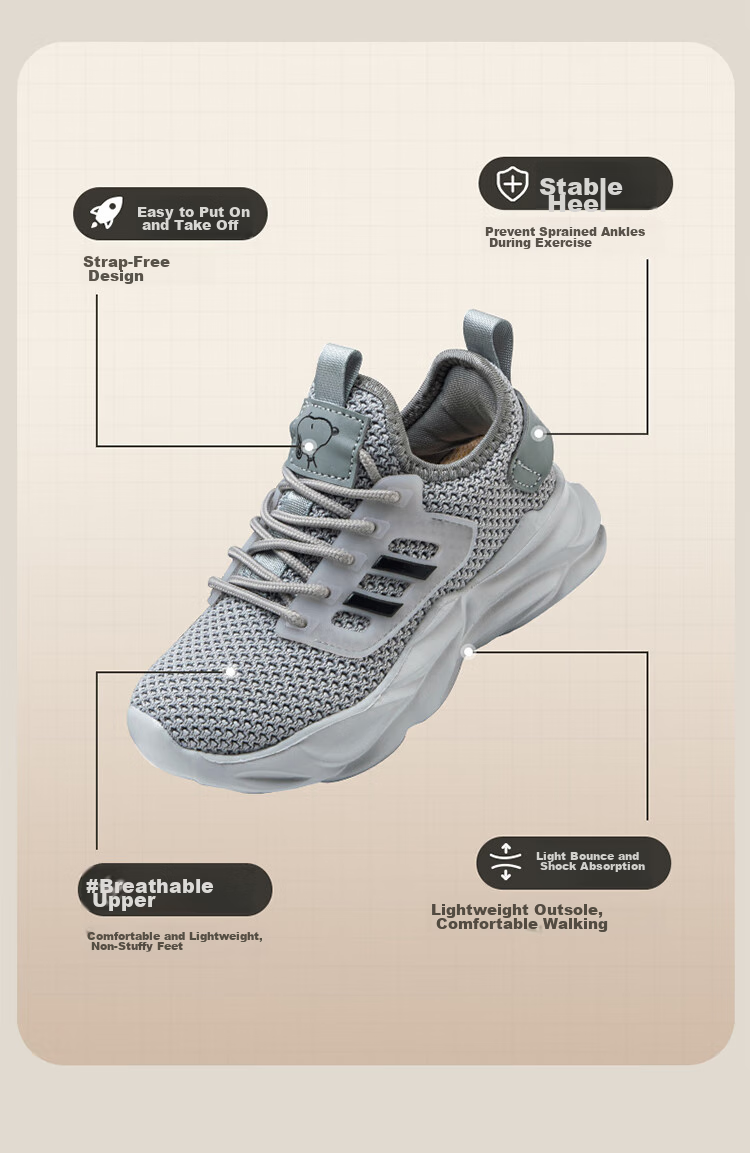 SNOOPY Children's Sports Shoes, Boys And Girls Sneakers, Flyknit Breathable Lightweight Comfortable Running Shoes, 7847 White, Size 29 5