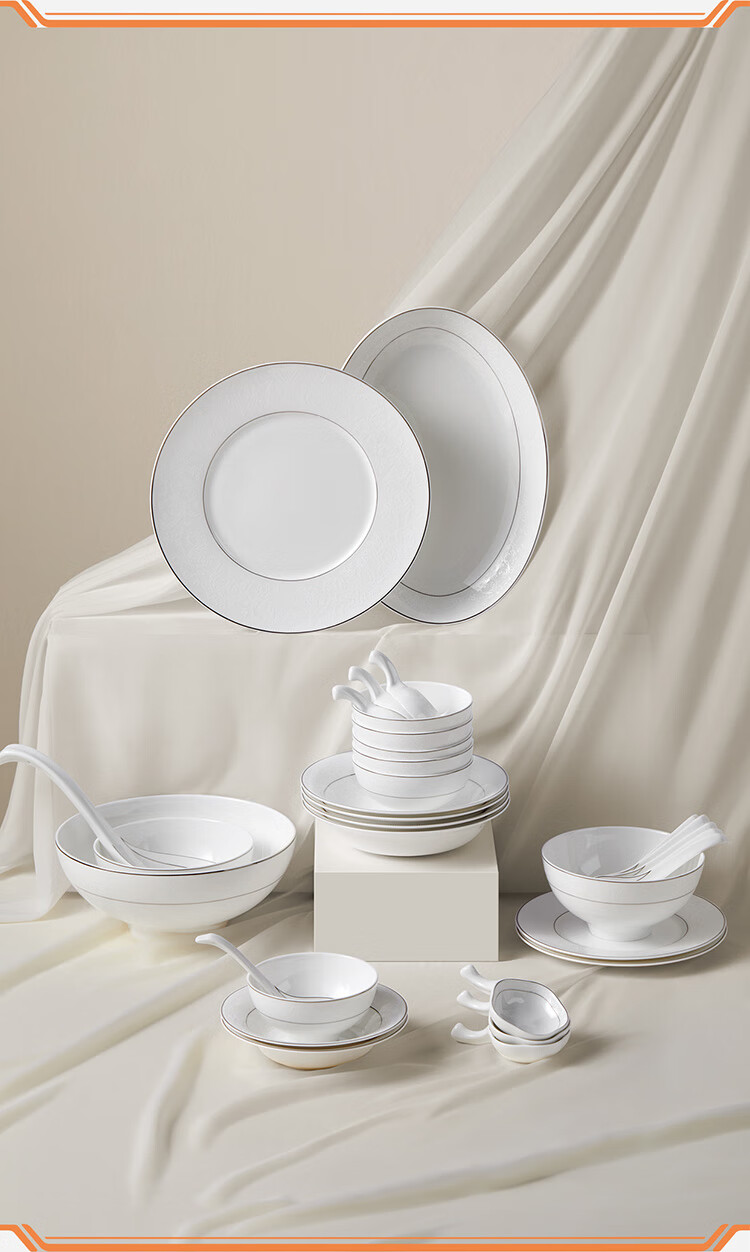 Magoront Bone China Tableware Set Luxury Home Gift Box Platinum Age 32-Piece for 6 People 2