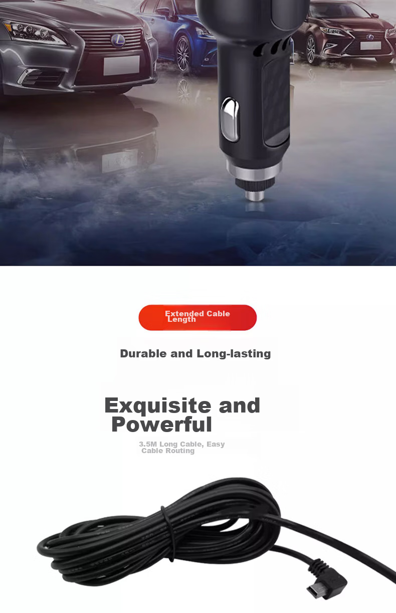 Meiyazhixing Car Charger, 3.5-Meter Cigarette Lighter Power Cord, Dash Cam Power Cable, Dual USB Ports, Digital Display 11