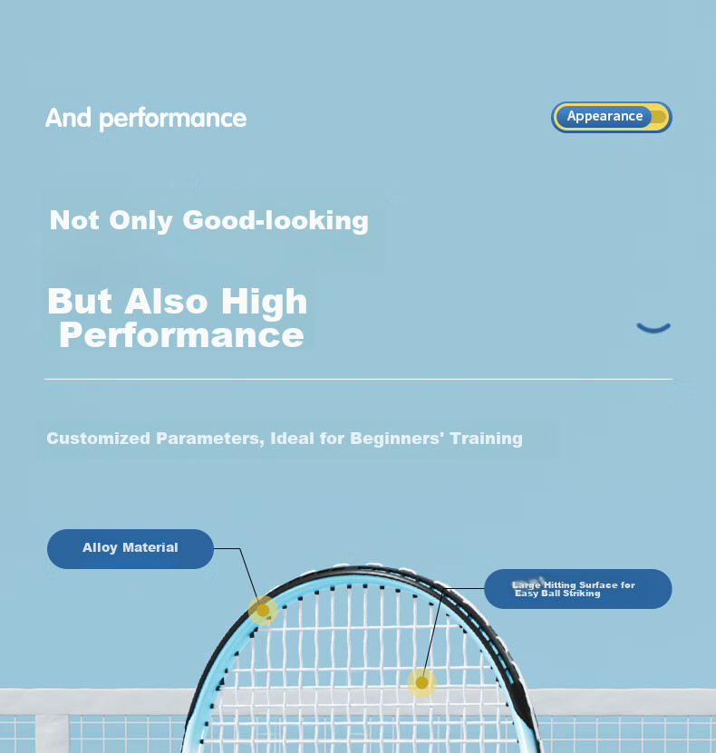 PINJIAN Tennis Training Device with Rope, Single Player Practice with Rebound, Self-Training Tool for Beginners And College Students, Single Tennis Racket 9