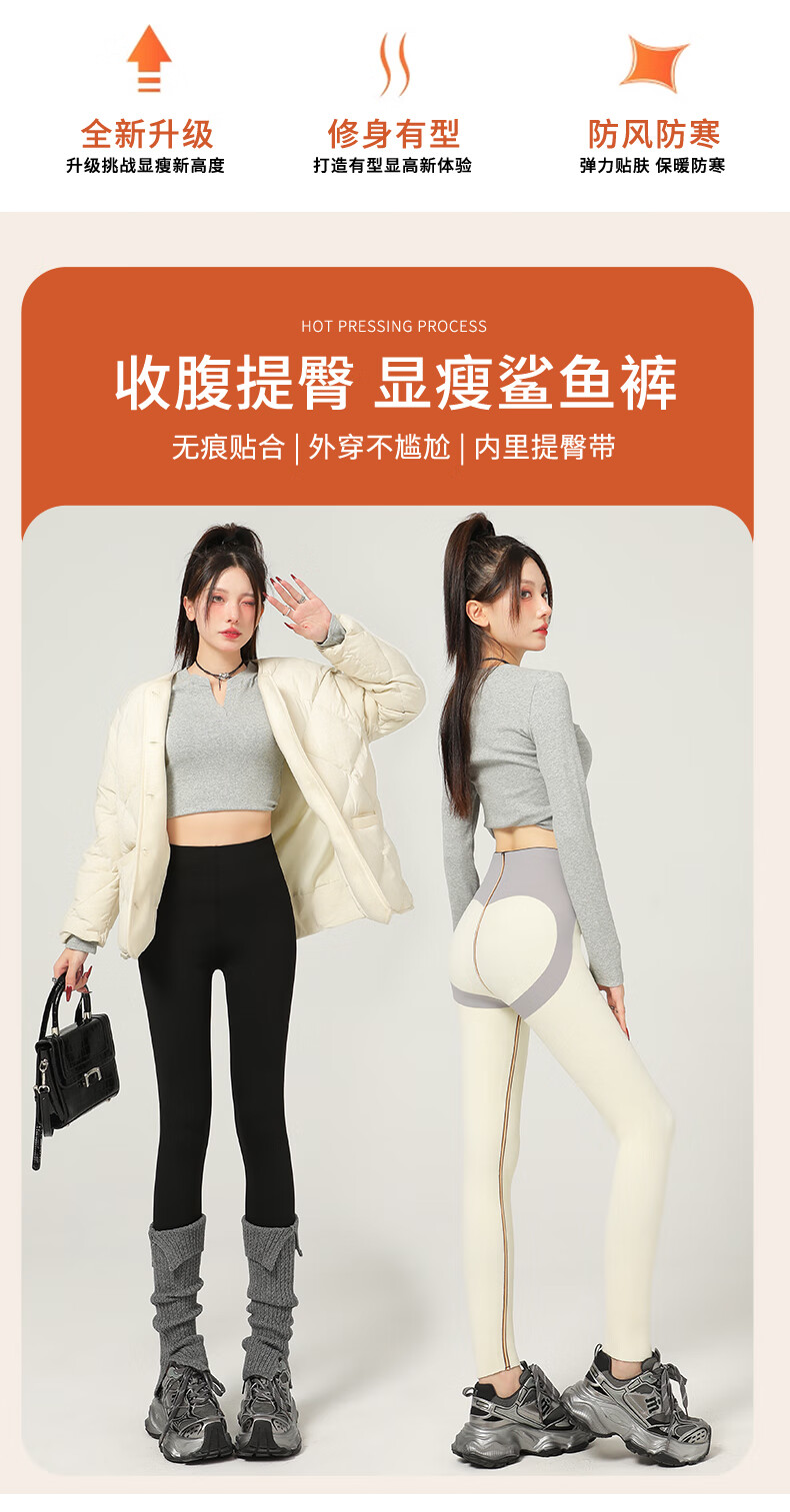 LangSha Butt-Lifting Leggings for Women, Autumn And Winter New Style, Thick Lambswool Yoga Pants, Tummy Control, Outer Wear Shark Pants 2