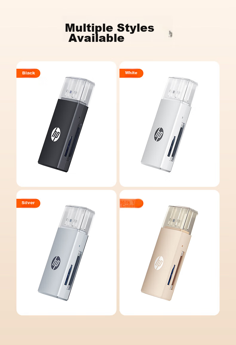 HP USB Flash Drive, SD/TF Multi-Functional All-In Card Reader for Computer, Phone, IPad, Camera, Dash Cam, Surveillance Memory Card, Milk Tea Color 13