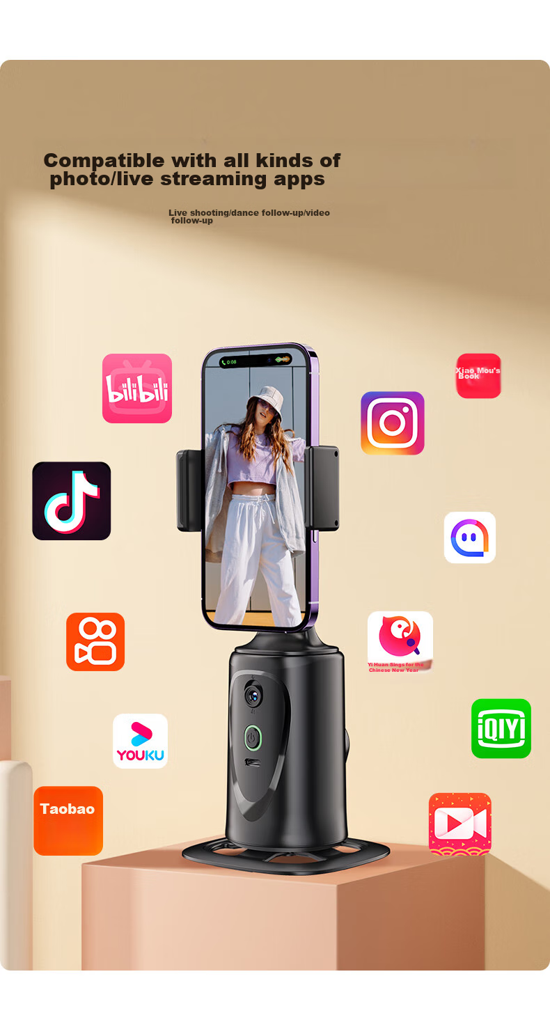 Shuotu [Selfie Gadget with 360-Degree Rotation And Automatic Multi-Function] Gimbal Follow-Up Device, Live Streaming Equipment Set, Facial Recognition, Intelligent Tracking, Gesture TikTok Shooting Equipment 14