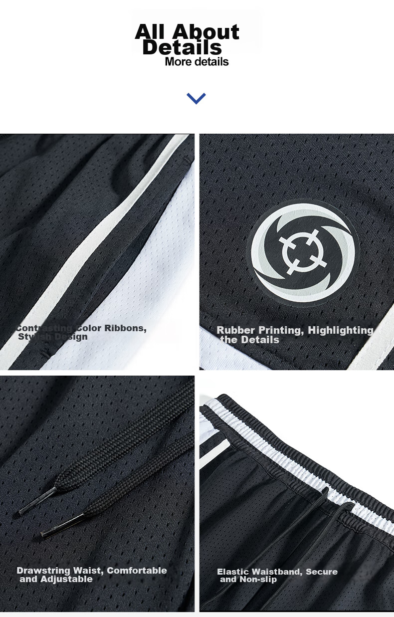 RIGORER Men's Shorts, 2024 Spring Style, Basketball Running Training Shorts, Casual Breathable Sports Pants, Pure White 8