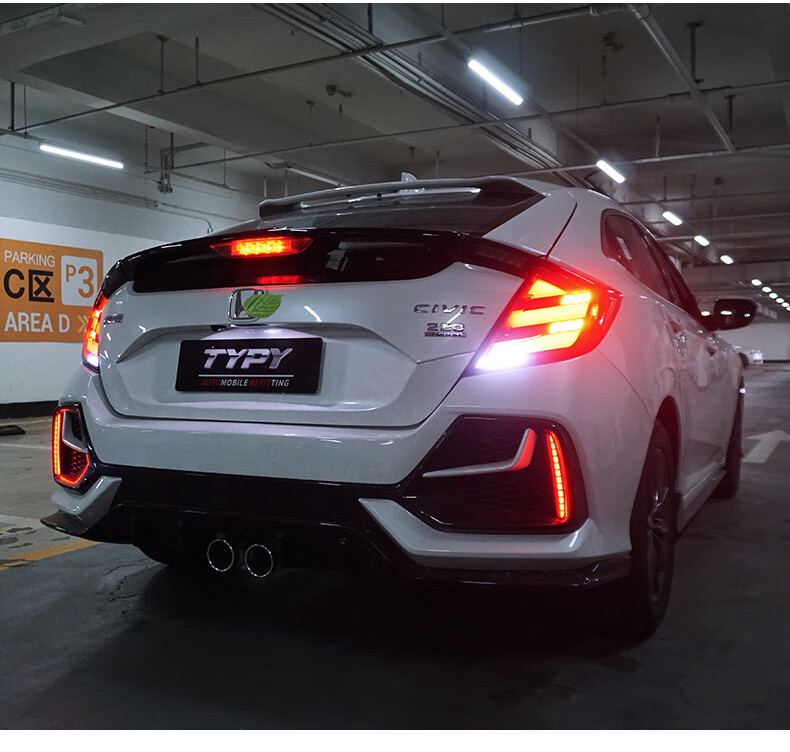 20款俩厢le后尾灯流光转向刹车灯后杠灯俩厢思域tr款后杠灯熏黑一对