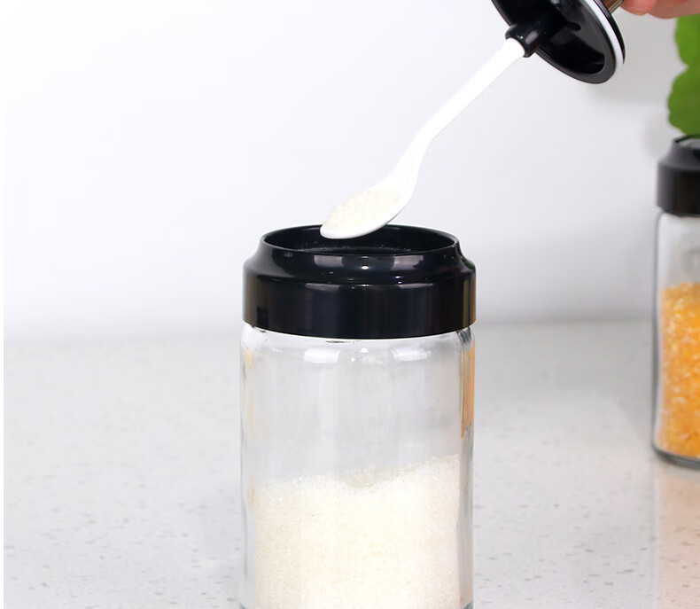 Baijie Spice Jars Set of 4, 250ml Thickened Glass Seasoning Bottles with Spoons, Salt and Spice Containers, Integrated Seasoning Bottles 5