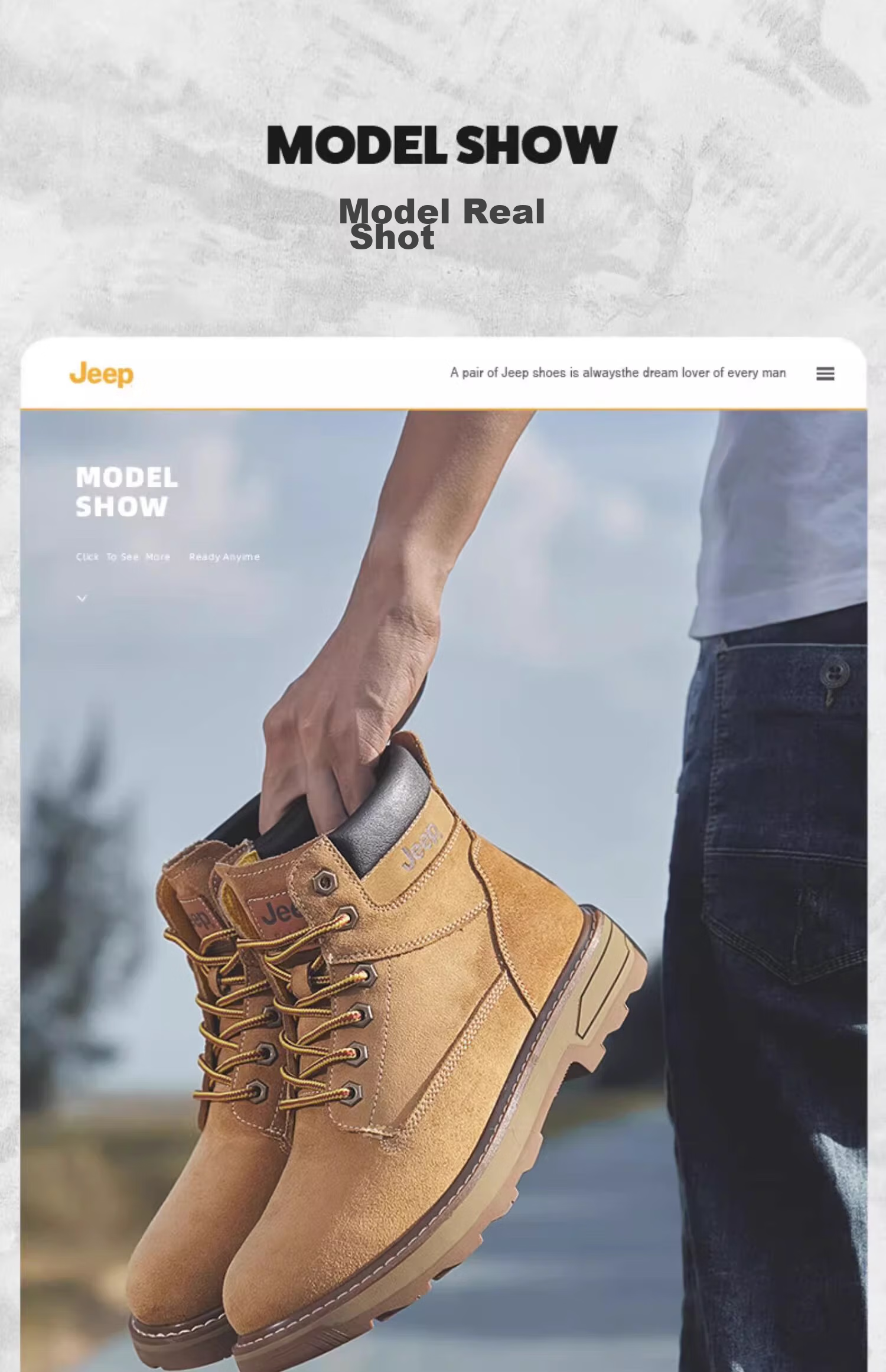Jeep Martin Boots, Classic Retro Yellow Work Boots, Men's British Style Versatile Casual Fashionable Shoes 8
