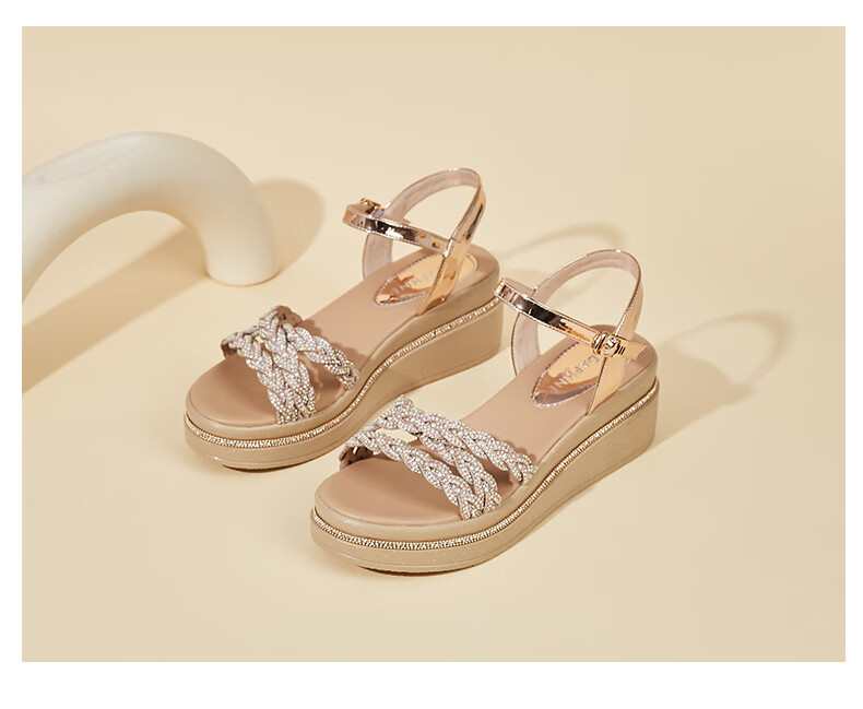 DAPHNE Thick-Soled Wedge Sandals for Women, Fashionable And Elegant Soft-Soled Shoes, Versatile High Heels to Match Dresses, Model 4622303004, Silver, Size 40 23