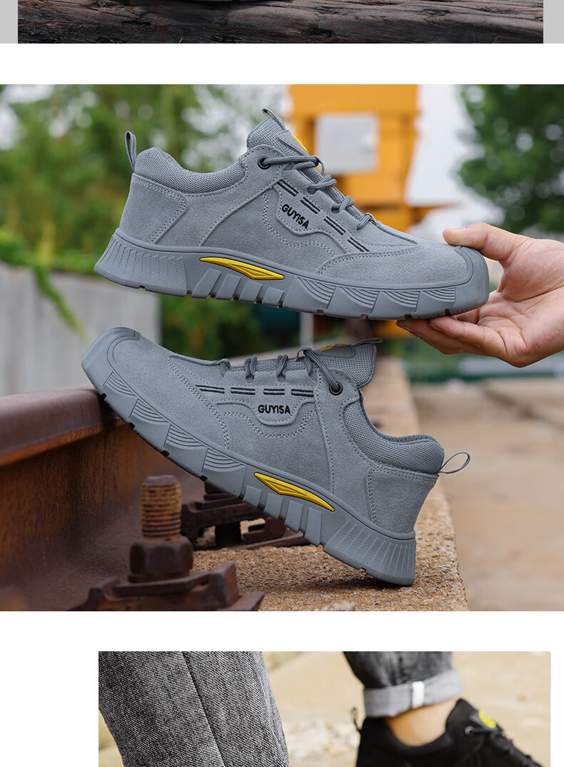 JUNBU Safety Shoes for Men, Steel Toe Cap, Anti-Smashing, Puncture-Resistant, Lightweight, Comfortable, Wear-Resistant, Construction Site Safety Work Shoes 0266BK Size 44 13
