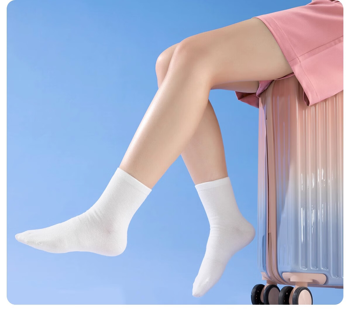 Youshiguang Disposable Compressed Socks, Portable White Short Socks, Mid-Calf Travel Hotel Daily Disposable Socks, 5 Pairs 17