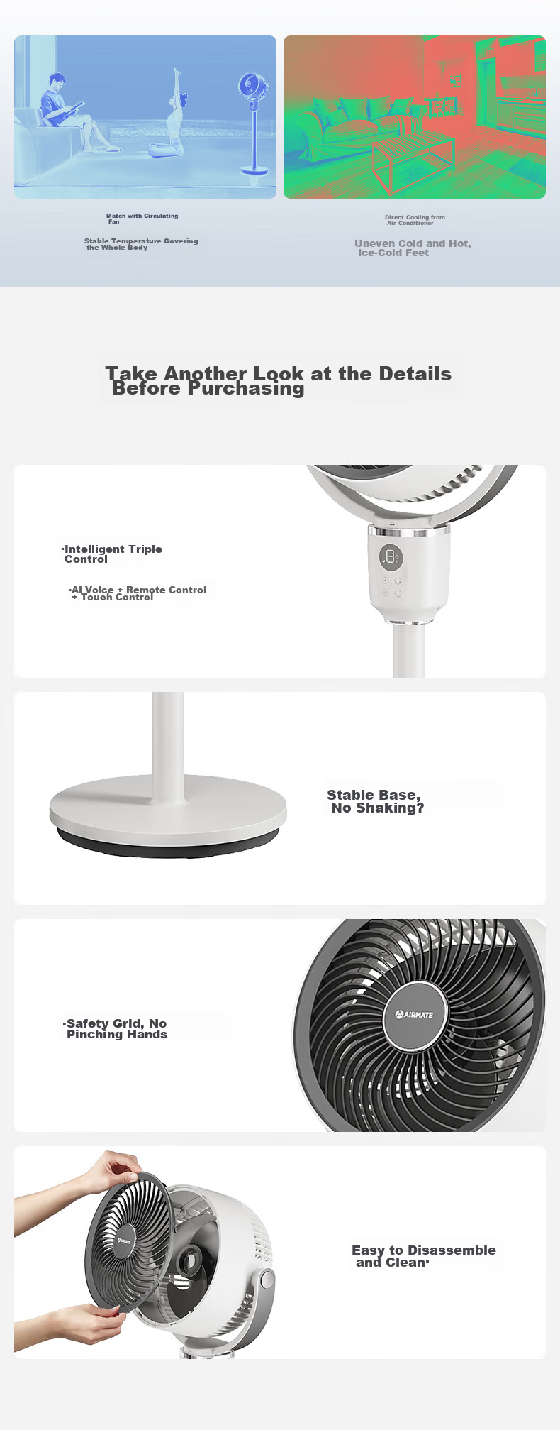 AIRMATE [Voice-Activated Mini Storm] Smart Air Circulation Fan, High-Power Electric Fan for Home Use, Small Floor Fan, Quiet Bedroom Fan with Gentle Breeze, SR160 15