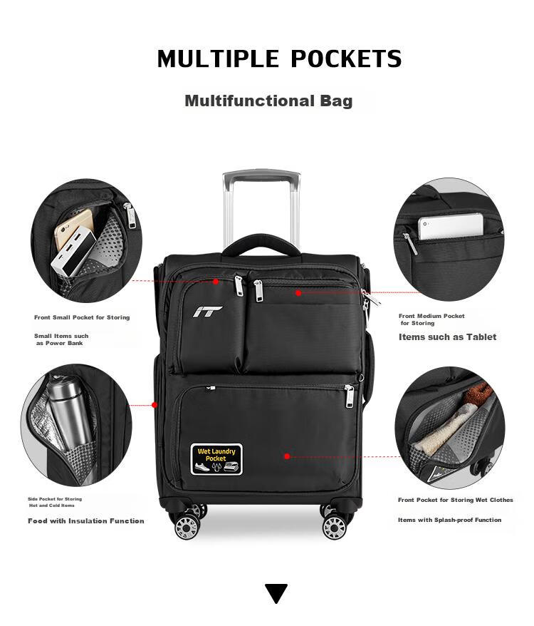 INTERNATIONAL TRAVELLER British IT Suitcase, Travel Luggage with Wheels, Ultra-Light Carry-On Soft Case, 20-Inch, Model 1157, Black 4