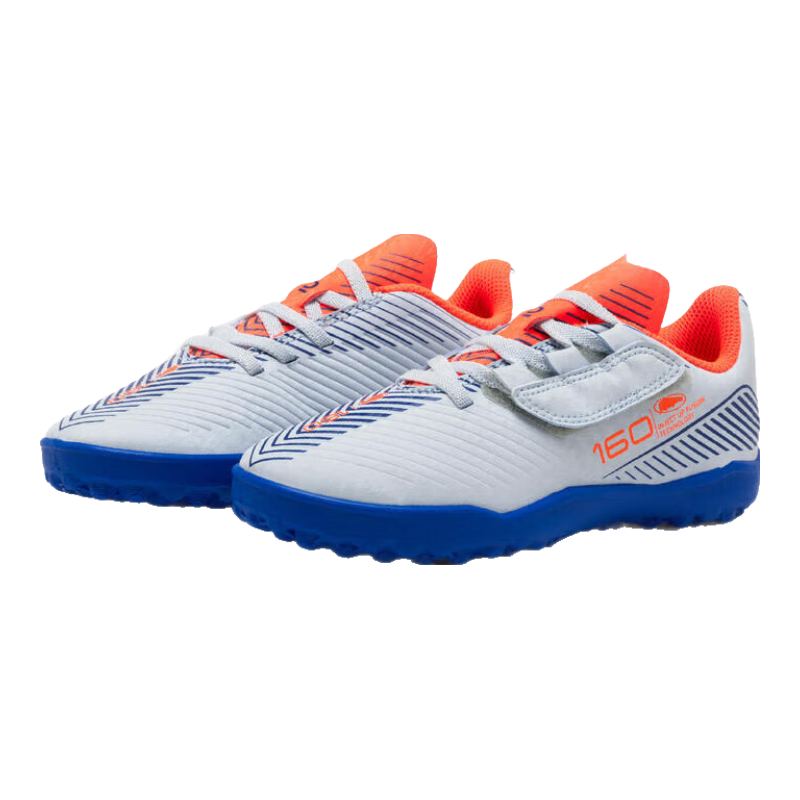 DECATHLON Youth Hard Ground Cleats Soccer Shoes, Artificial Turf Training Shoes, White And Blue, Size 35, 4503629