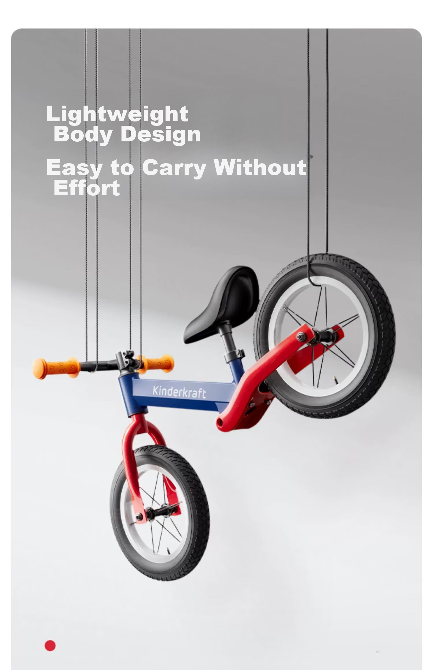 KinderKraft KK Children's Balance Bike for Ages 1-3 No Pedal Balance Bike Bicycle Shock-Absorbing Walker, Upgraded Racing Red 37