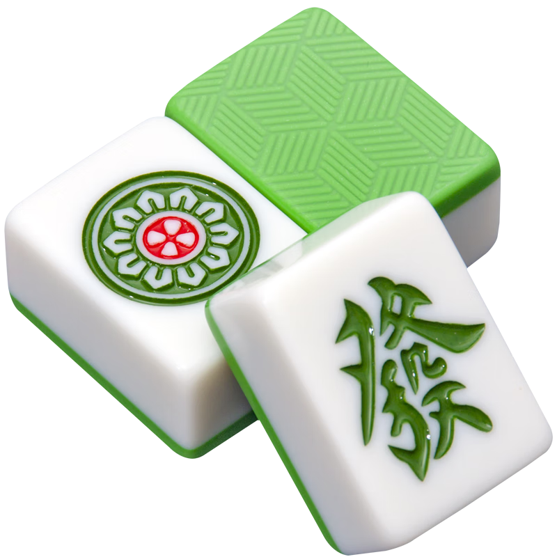 Huasheng Mahjong Tiles, 44mm First-Grade Outdoor Camping Dormitory, 144 Pieces for Home Use, Hand-Rubbed Mahjong Tiles, Dark Green H-062