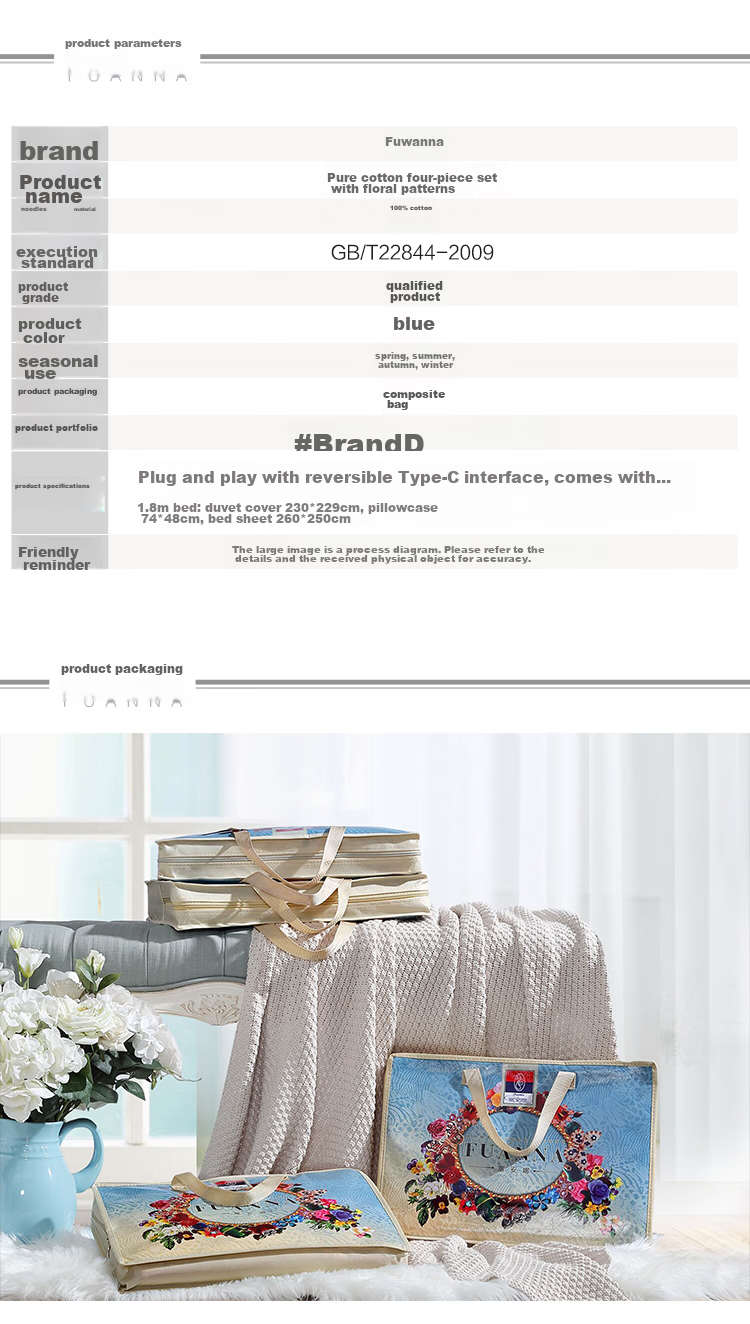 FUANNA Home Textiles Pure Cotton Bedding Set, 100% Cotton Embroidered Bedsheet And Duvet Cover, Single/double Size, for 1.8m Bed, 230*229cm, Orange 10