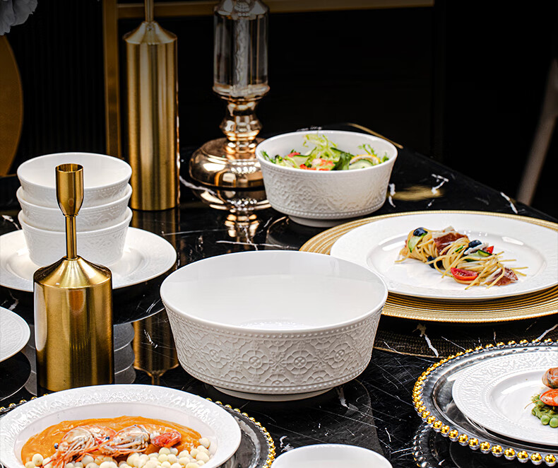 Lowei 2026 New Year Tableware Set Jingdezhen Bowl Plate Chopsticks High-Value Housewarming Gift Dinnerware Set for Home Use 24