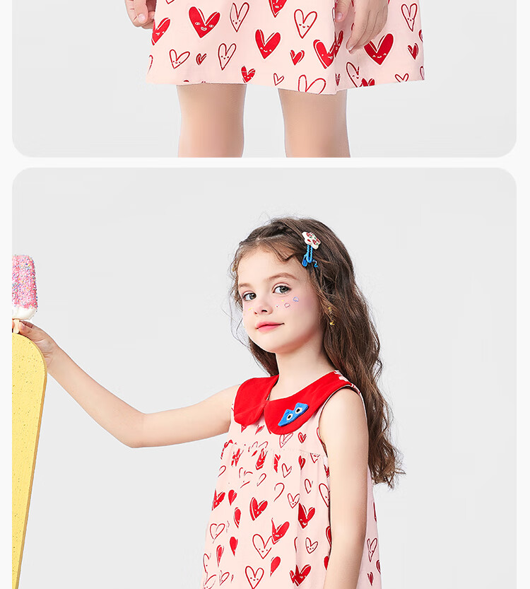 Mini Wooden House Children's Dress Summer Girls Cute Doll Collar Short Sleeve Dress Breathable Black Little Rabbit 130 7