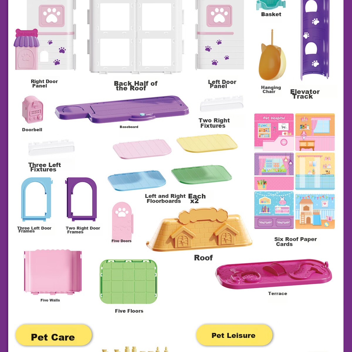 Anlili Children's Toy, Girl's Gift, Pretend Play Pet Life Villa House, Birthday Present 16