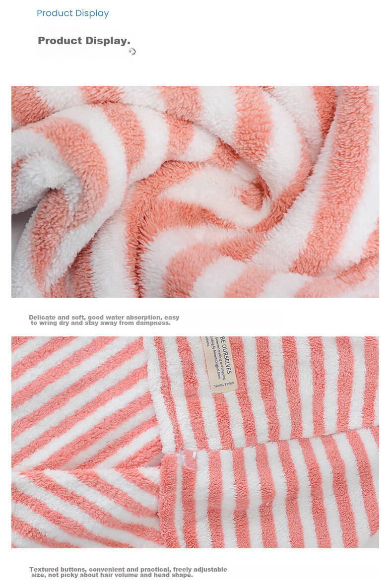 Grace Antibacterial Hair Drying Cap, Ultra-Soft And Highly Absorbent Head Wrap, Portable Cute Hair-Wiping Shower Cap, Quick-Drying Towel 8