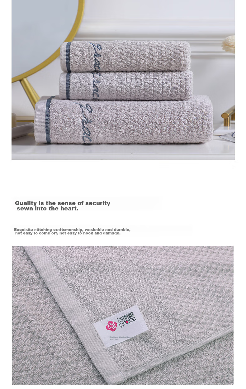 Grace Bath Towel Set for Home Use, Class A Pure Cotton, 1 Bath Towel + 2 Towels Combo Pack, Adult Men And Women Soft Absorbent All-Cotton, White 9