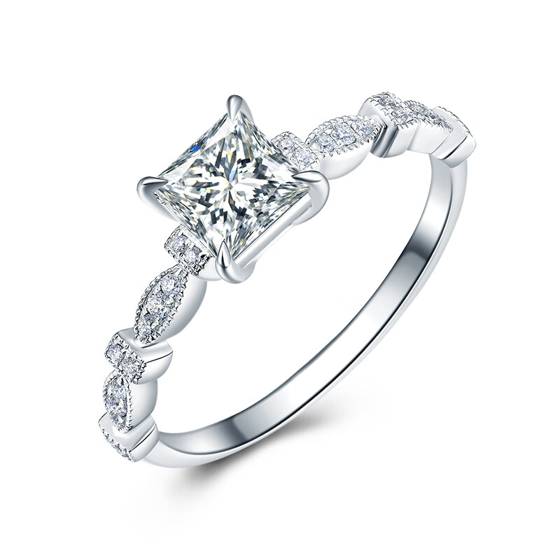 【佐卡伊钻石戒指】佐卡伊 白18k金公主方钻石结婚求婚戒指女士群镶