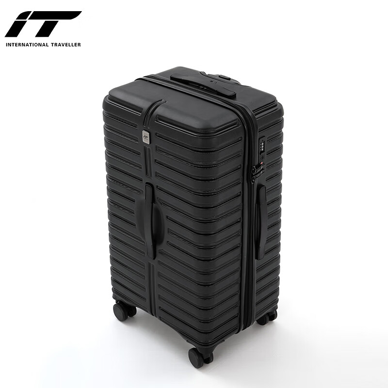 INTERNATIONAL TRAVELLER British Large Capacity Suitcase Trolley Case for Men Students, Thickened Travel Case for Women with Password Lock, 25 Inch 2691 Black