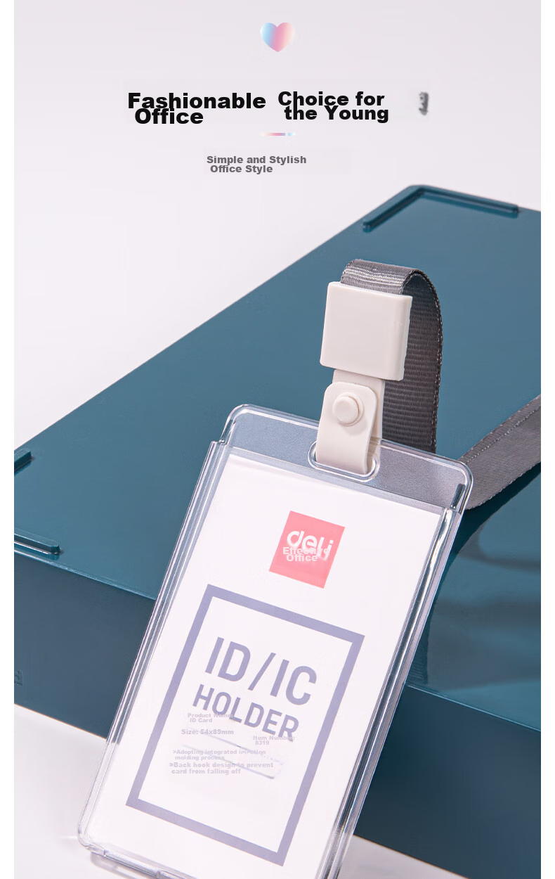 Deli 100 Horizontal Waterproof Work Badge Holder Transparent Employee ID Card Holder Bus Card Holder Meal Card Holder Access Control Subway Card Holder Student Name Tag 5758 3