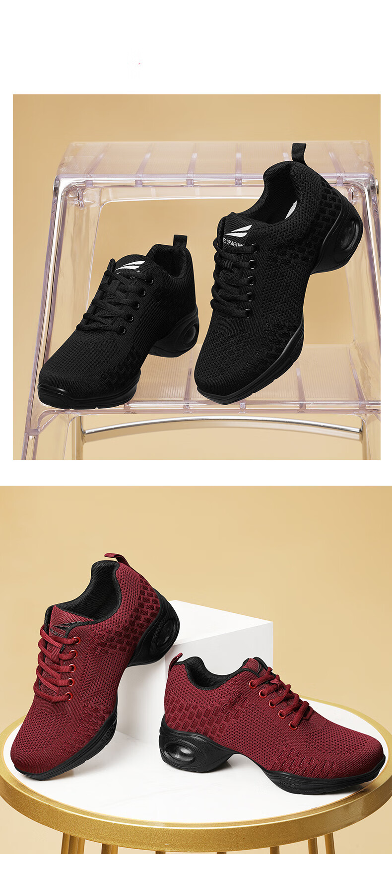 RED DRAGONFLY Dance Shoes, Mesh Square Dance Shoes for Women, Jazz Modern Ballroom Dance Shoes, C0TTN04211 9