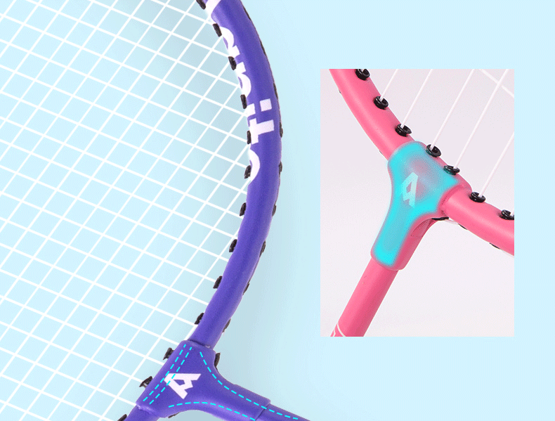 Deli Badminton Racket Set with Shuttlecocks, Classic Beginner Training Rackets, Double Rackets, Purple/pink 15