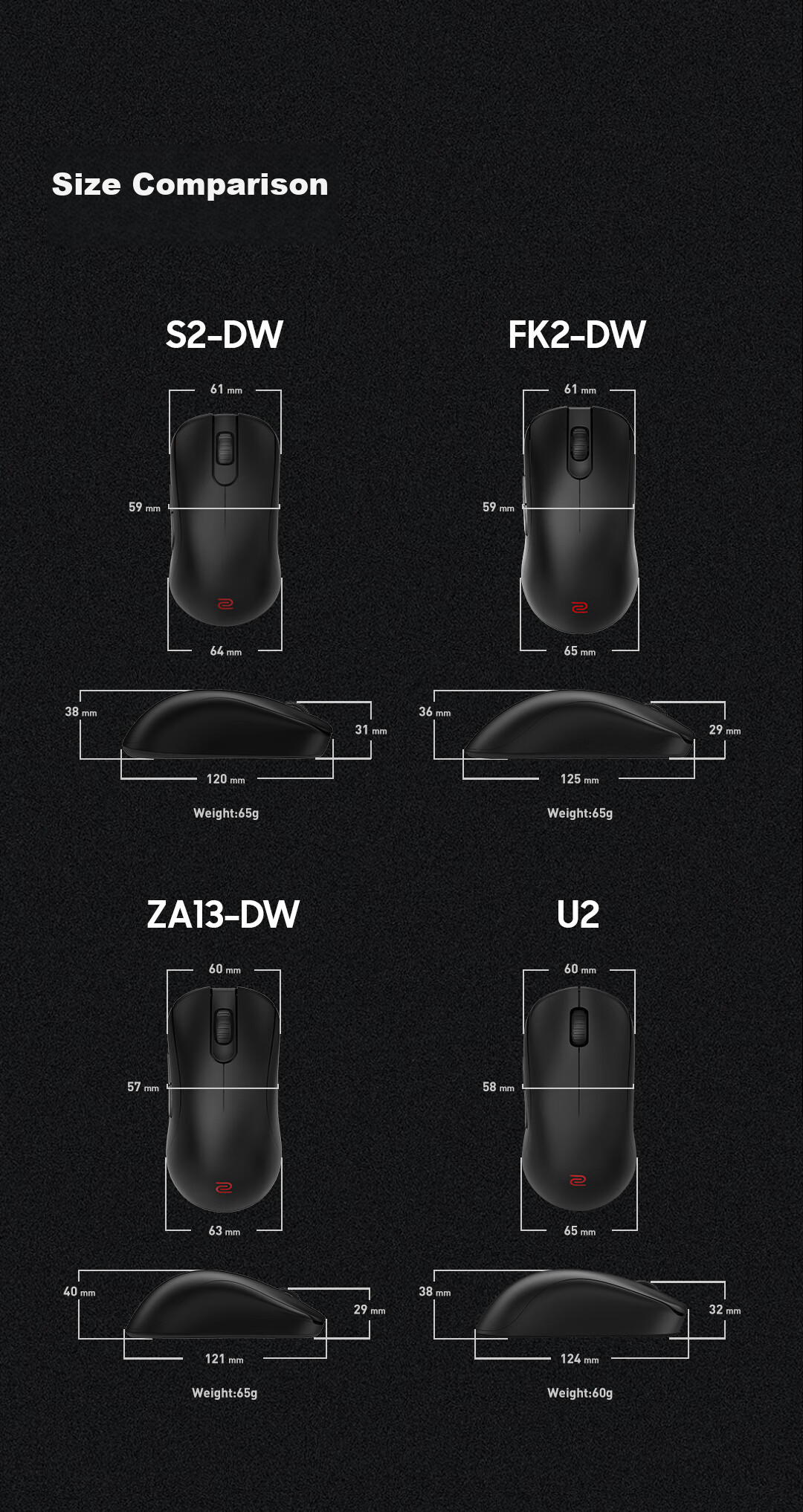 ZOWIE GEAR S2-DW Wireless Mouse Gaming Mouse Short-Throw Design for CS2, PUBG, Valorant Esports Mouse Rechargeable 14