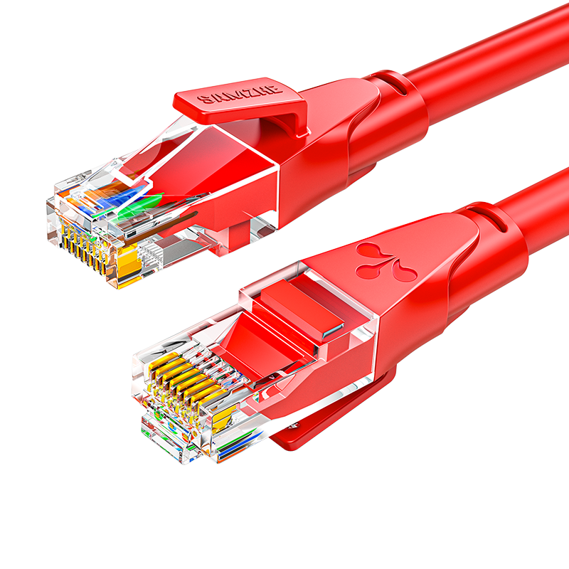 SAMZHE CAT6 Ethernet Cable, Gigabit High-Speed Broadband Cable, CAT6 Engineering Monitoring Computer Router Network Home Finished Patch Cord, 8-Core Twisted Pair Cable, Red 2 Meters RWD6020