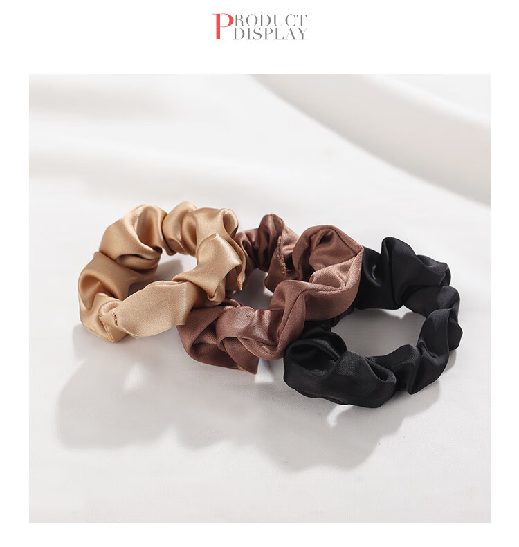 CHIMERA 3-Piece Hair Ties, Satin Large Intestine Hair Bands, Simple Rubber Bands for Bun Hairstyle, Hair Elastics, Hair Accessories, Women's Mid-Autumn Festival Gift 6