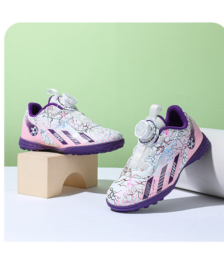 SNOOPY Children's Sports Shoes, Boys And Girls Training Shoes, TF Turf Cleats, Wear-Resistant Soccer Shoes, 0038 Dream Purple, Size 36 18