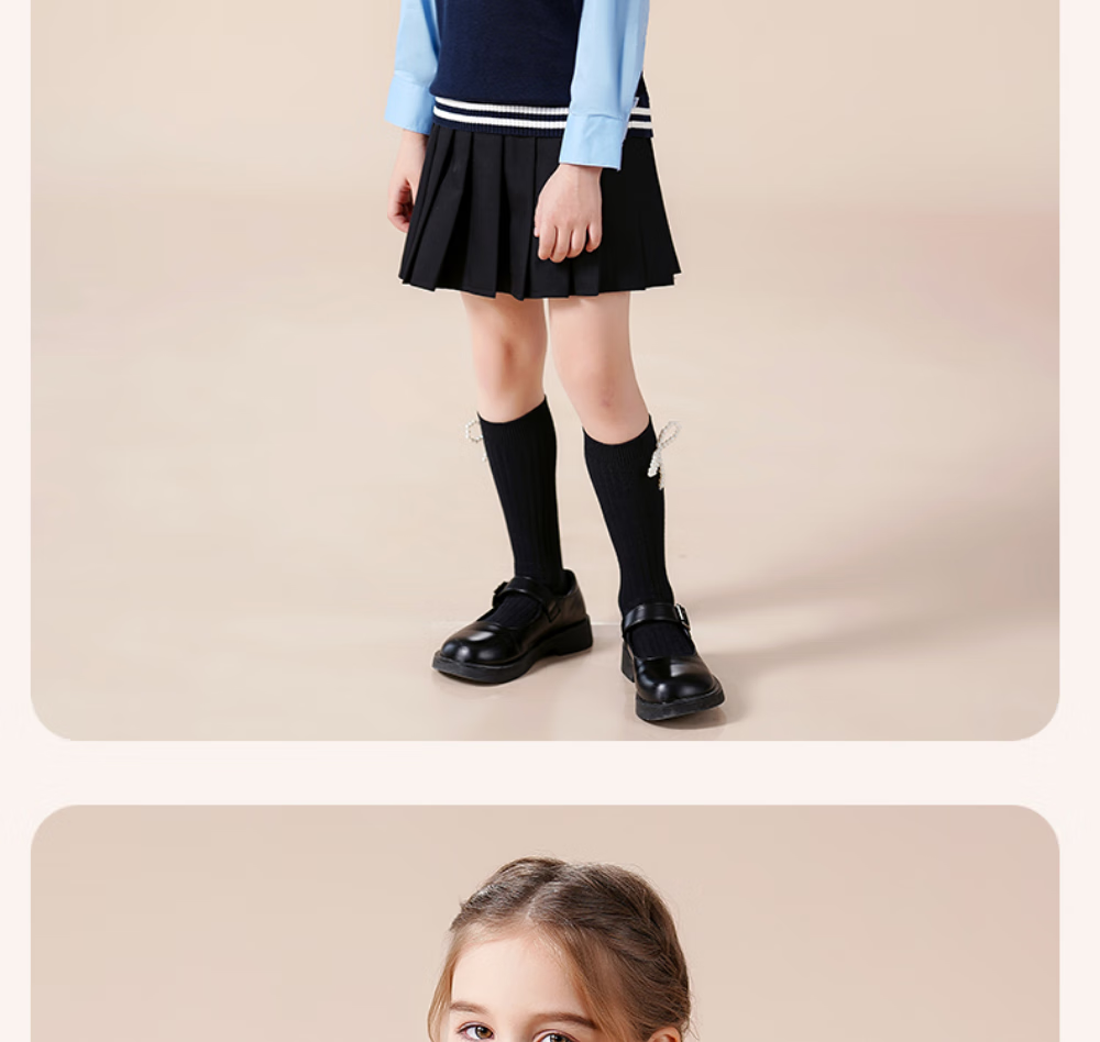 Luomeng Children's School Uniform Spring And Autumn Boys Girls Knitted Vest Set, Navy Blue White Trim Knitted Waistcoat, Size 150 14