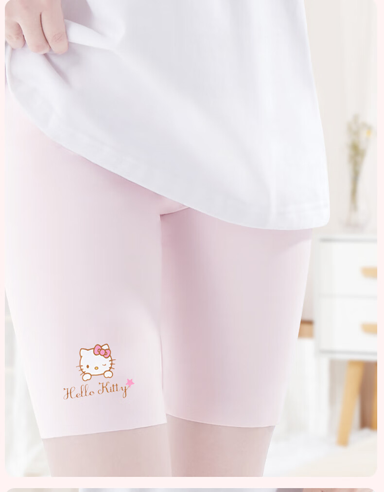 Hello Kitty Girls' Leggings, Children's Safety Shorts, Big Kids' Seamless Breathable Shorts, Shark Pants, 55568 Pink, Size 150 11