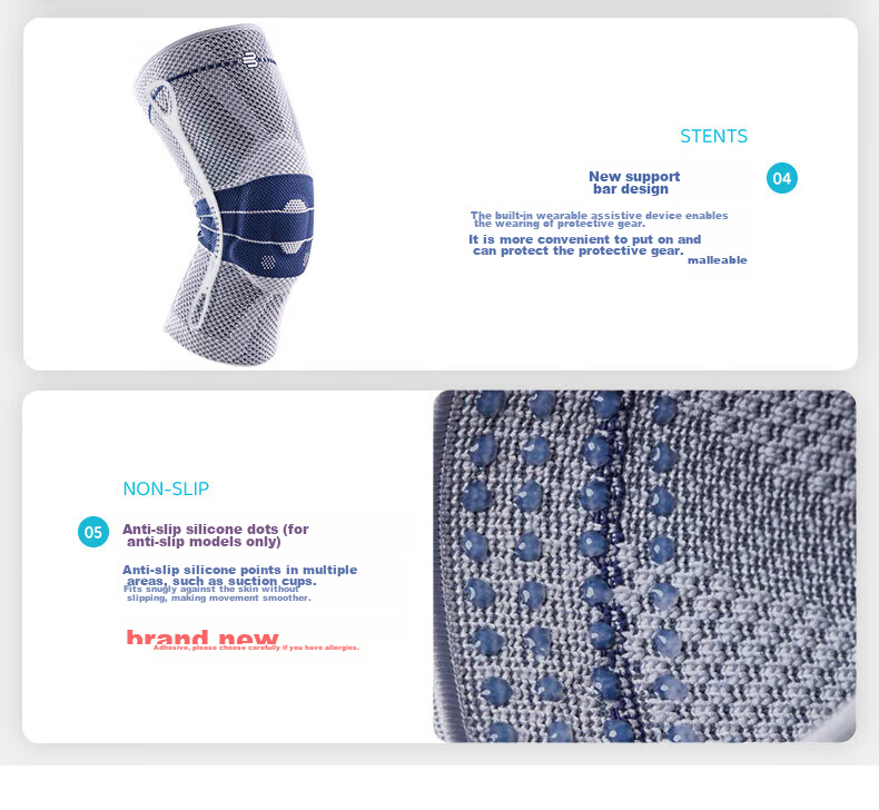 BAUERFEIND German Original Size 5.5 Sports Knee Brace Basketball Running Professional Protective Gear GenuTrain Silver Titanium Black Single Pack 7