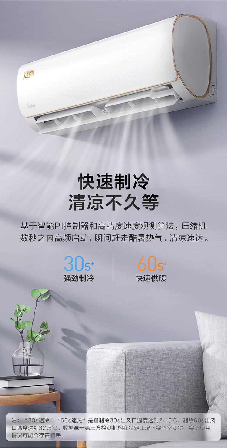 美的 智弧系列 正1.5匹 变频空调 新国标三级能效 图6