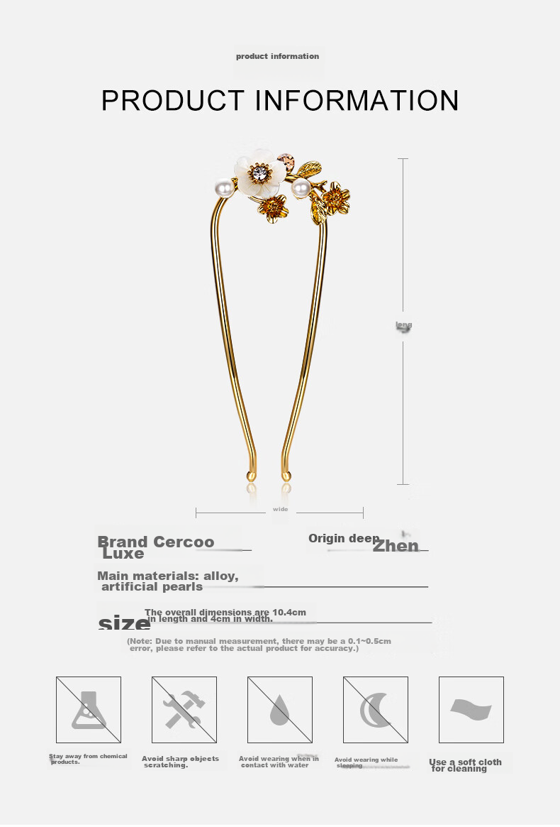 Cercoo Vintage Tribute Series U-Shaped Hair Clip, Women's Hair Bun, Inverted Comb, Hair Accessory, Elegant And Graceful Hair Ornament 3