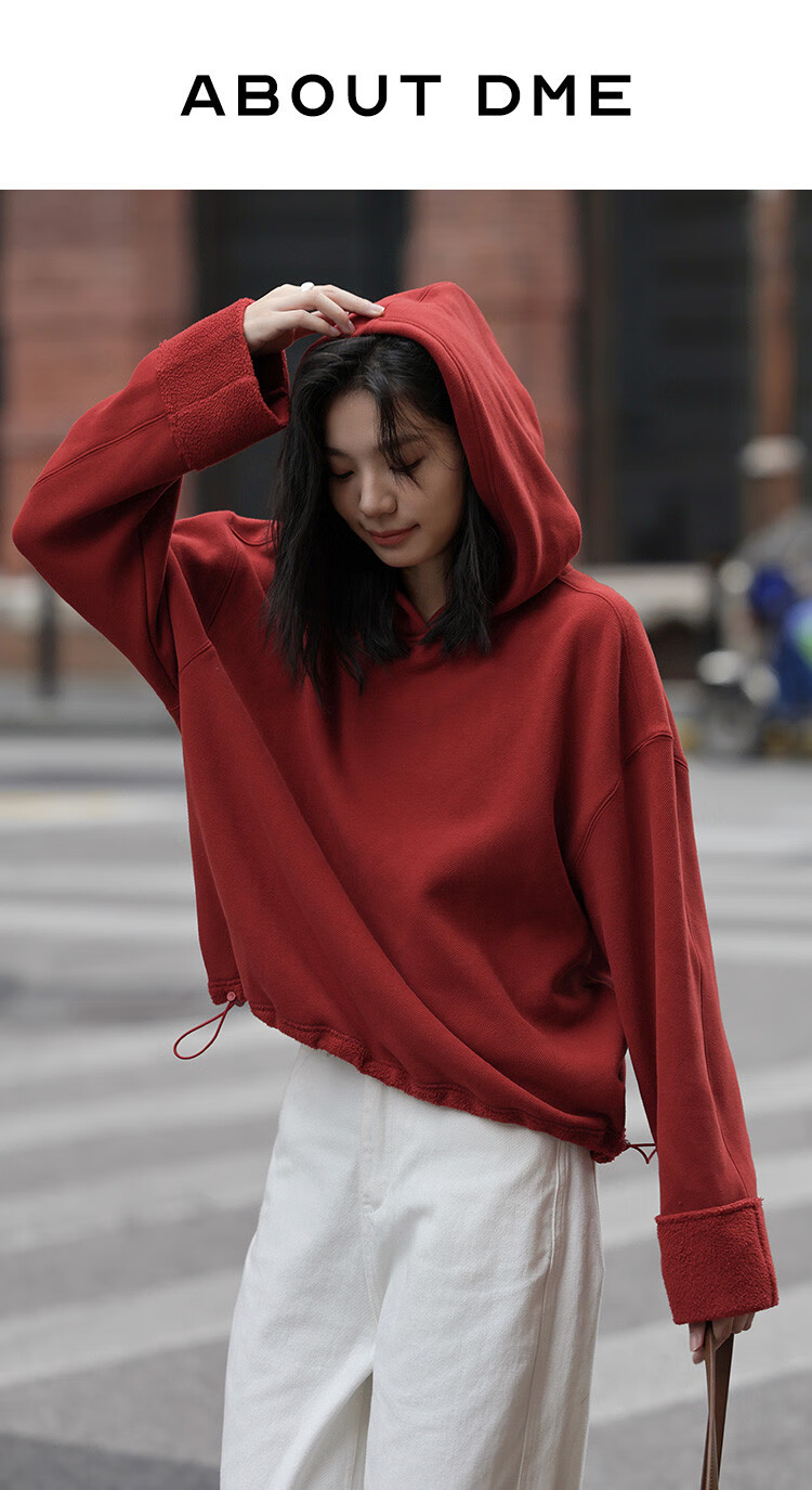 Dme [Retro Hoodie] Autumn And Winter Quality Online Hooded Long-Sleeve Fleece-Lined Sweatshirt, Women's Jacket 2