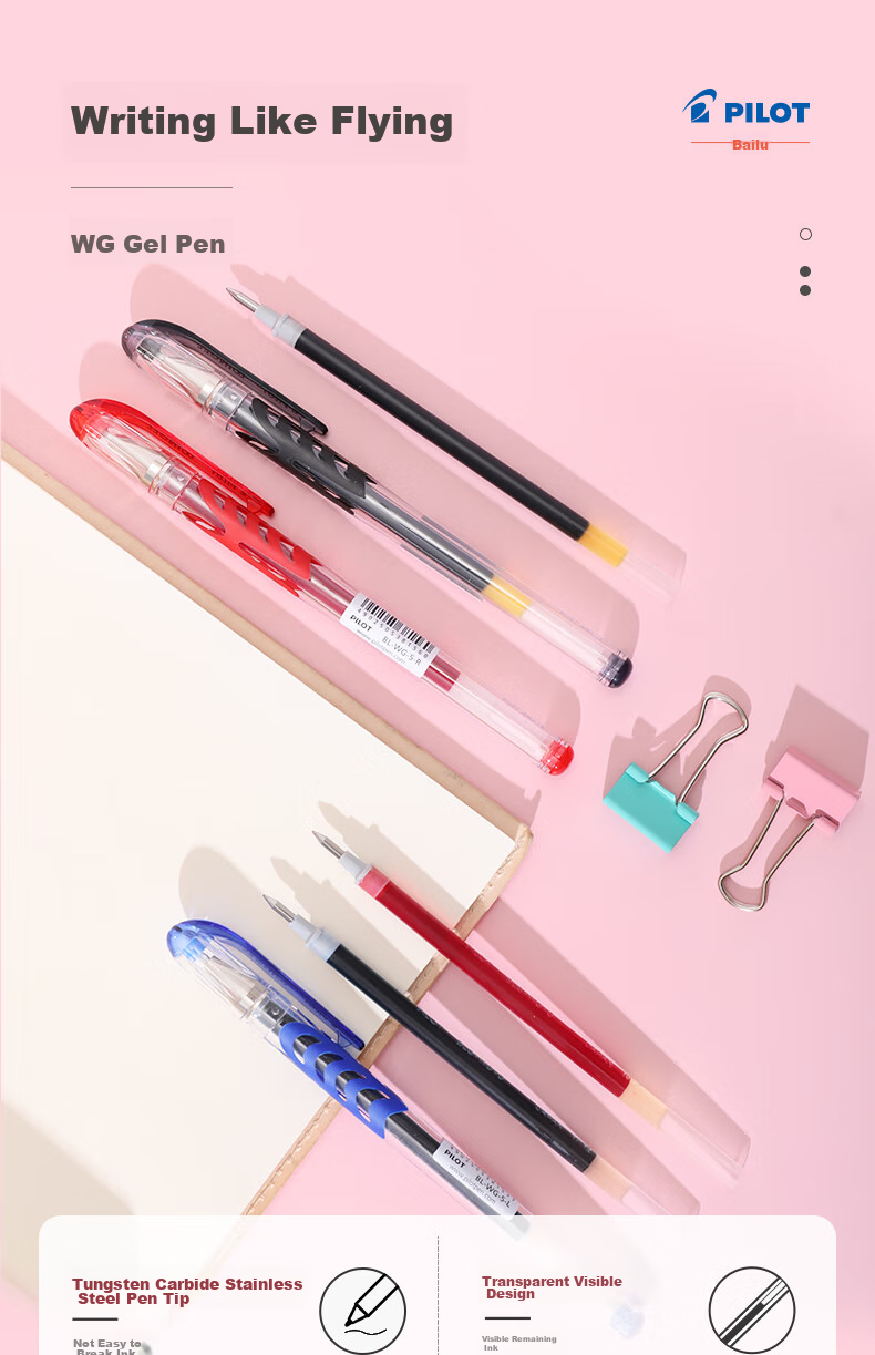 PILOT WG Gel Pen, Signature Pen, Water-Based Pen for Exam Practice, Smooth Rollerball Pen, Aesthetically Pleasing Office Supplies Stationery Set BL-WG 0.38mm Blue 6 Pcs 1