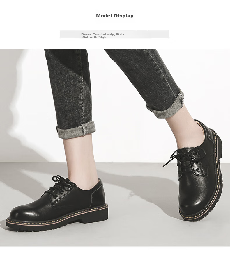 CARTELO Women's Black Leather Shoes, British Style Flat Leather Shoes, KDLYJ-WF031, Black, Size 38 3