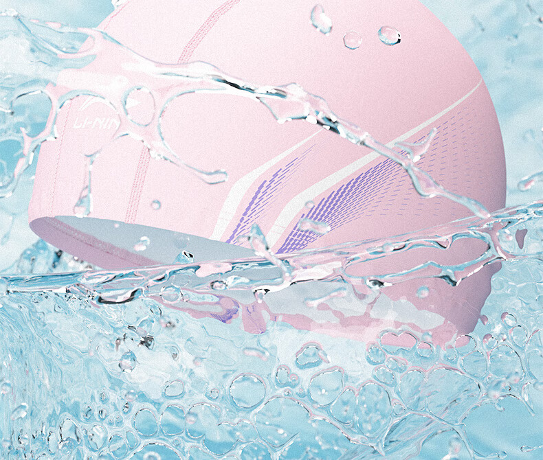 Li-Ning Swimming Cap, PU Waterproof, Long Hair Ear Protection, Comfortable Non-Binding, Fashionable Printed Coating for Men And Women, Swimming Cap 602-4 9