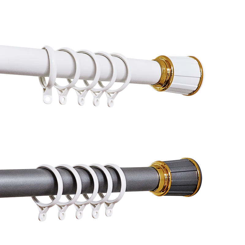 Shuixingjiafang No-Drill Roman Rod Extendable Curtain Rod Installation Single Pole Curtain Support White 3.1-4 Meters