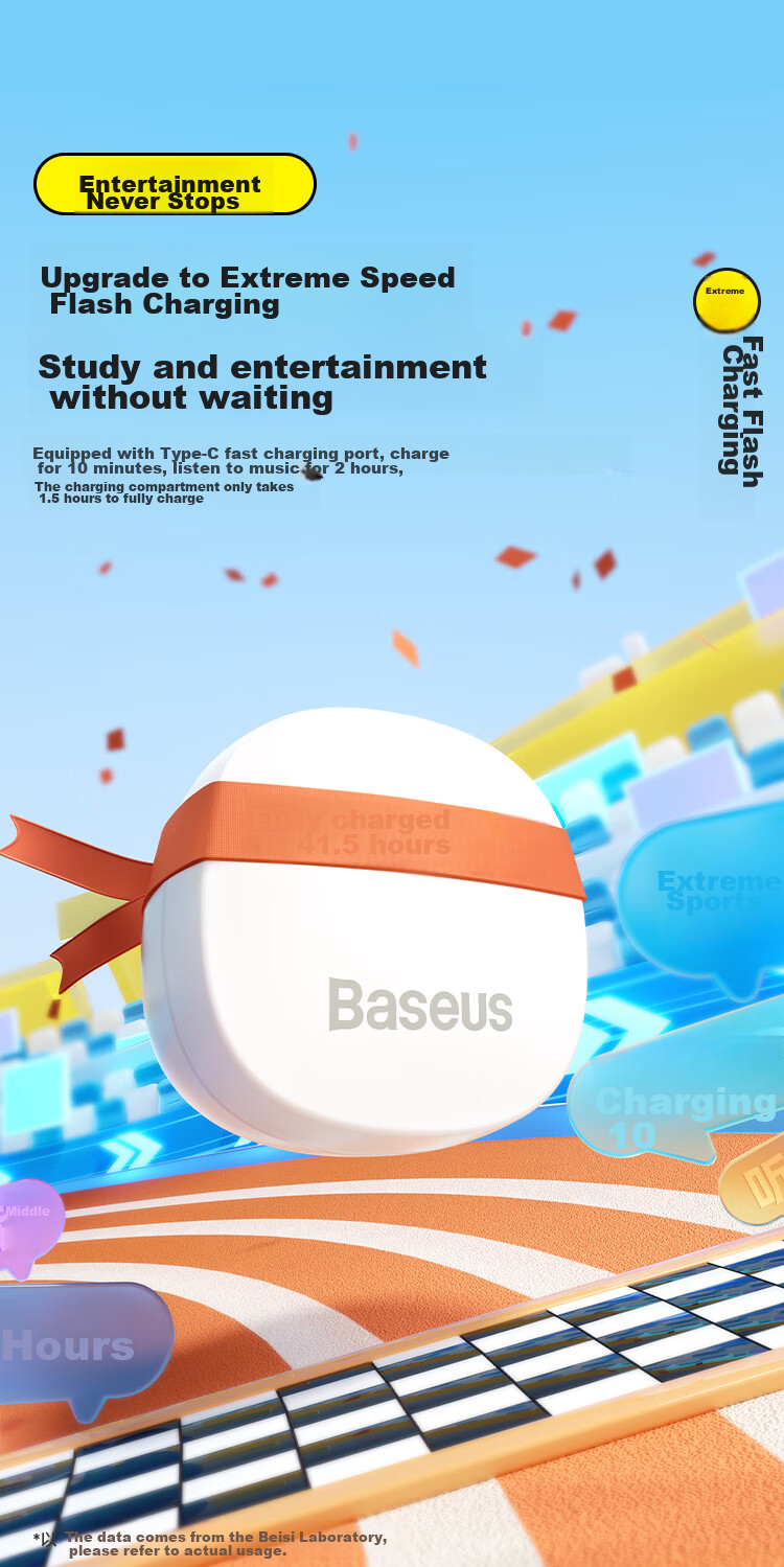 BASEUS WM01 Upgraded Version, In-Ear True Wireless Bluetooth Sleep Headphones for Music, Sports, Gaming, Calls, Noise Reduction, Low Latency, Suitable As A Gift for Apple, Huawei, Xiaomi 16
